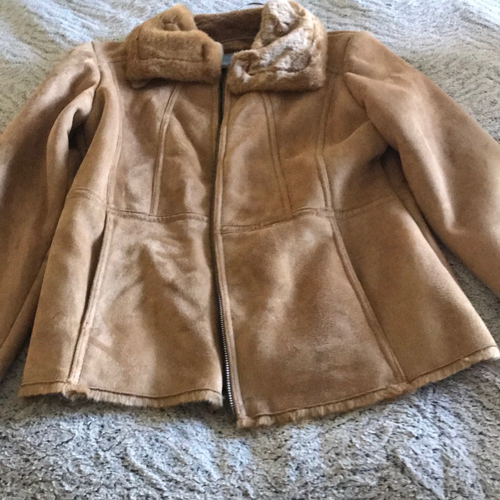 Suede with fur coat